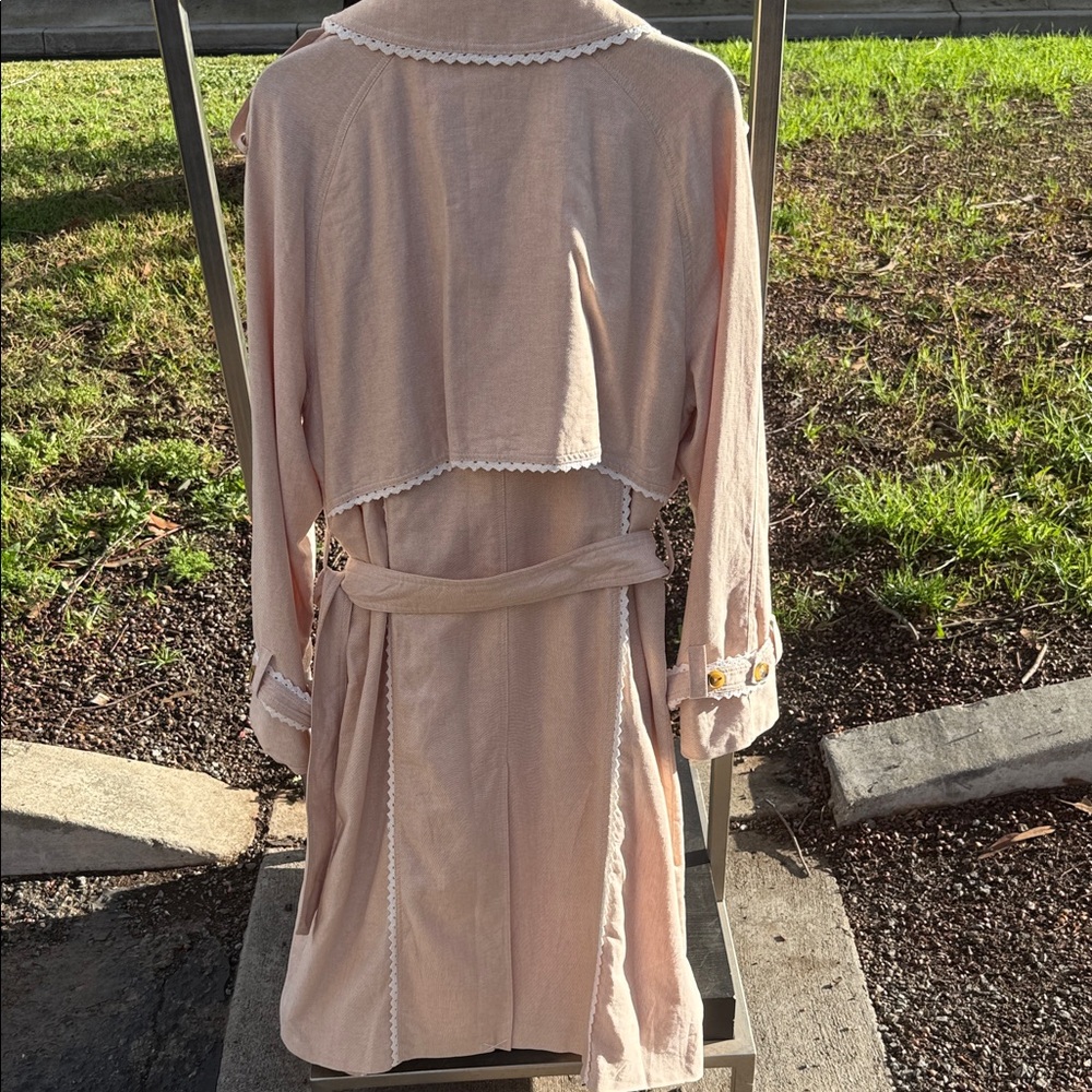 Avec Les Filles Pink Trench Coat with White Accents - Picture 8 of 9